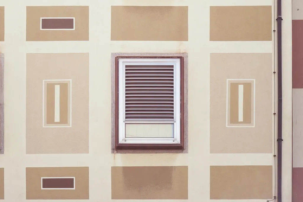 Louvered air grille set into a patterned wall